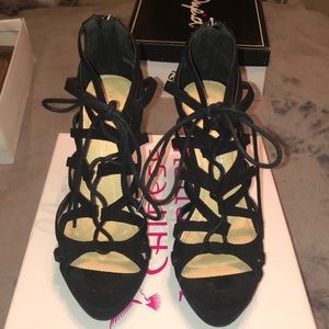 Chinese Laundry Black tie up heels